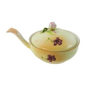 Vintage Hal-Sey Fifth Hand-Painted Porcelain Trinket Dish with 3d Rose top Lid